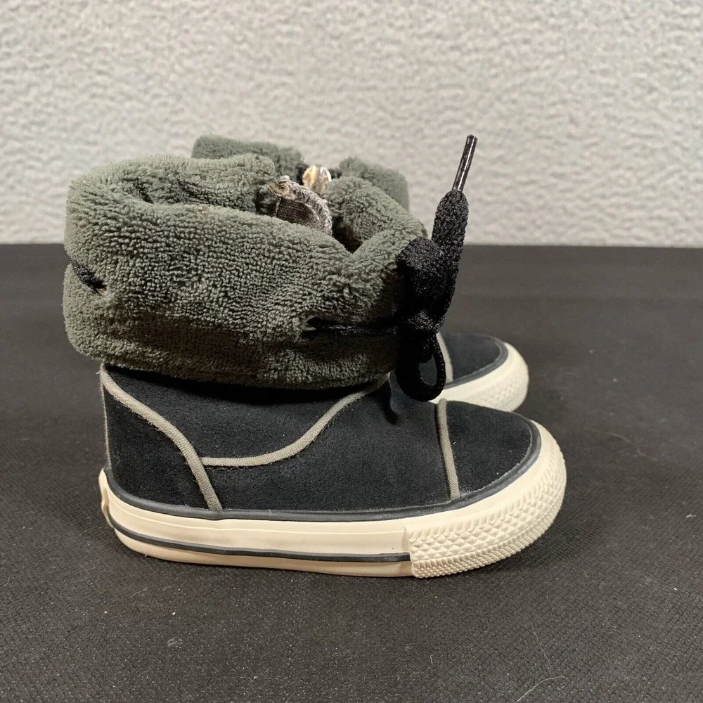Converse Black Suede Ankle Boot Side Zip Size Us Kid Size 4C‎ EUC